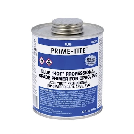 United Elchem PrimeTite Primer, Pro Grade, Series 8000, 32 oz, Translucent Liquid, Blue, Solvent, 540 gL VOC 8036S